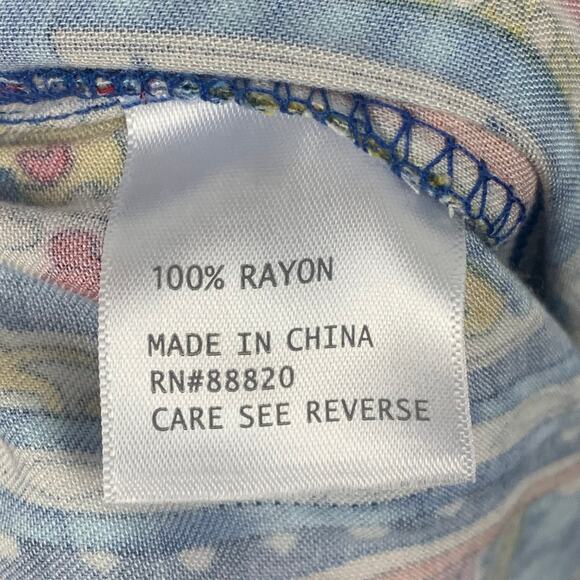 Haute Hippie Wide Leg Pants Womens Small Beige Blue Red Boho Print Pull On - Picture 7 of 8